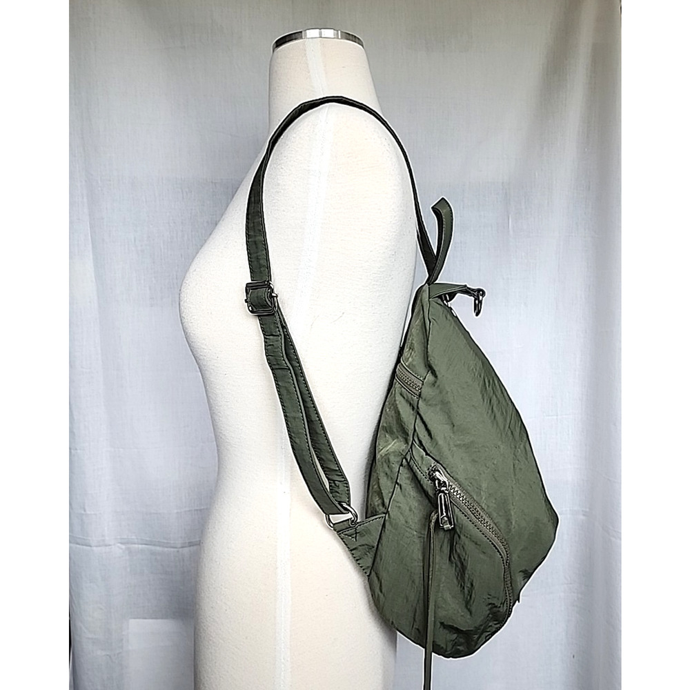 Rebecca Minkoff Julian Backpack Olive Green Nylon Utility Bag Silver Hardware - Picture 2 of 16